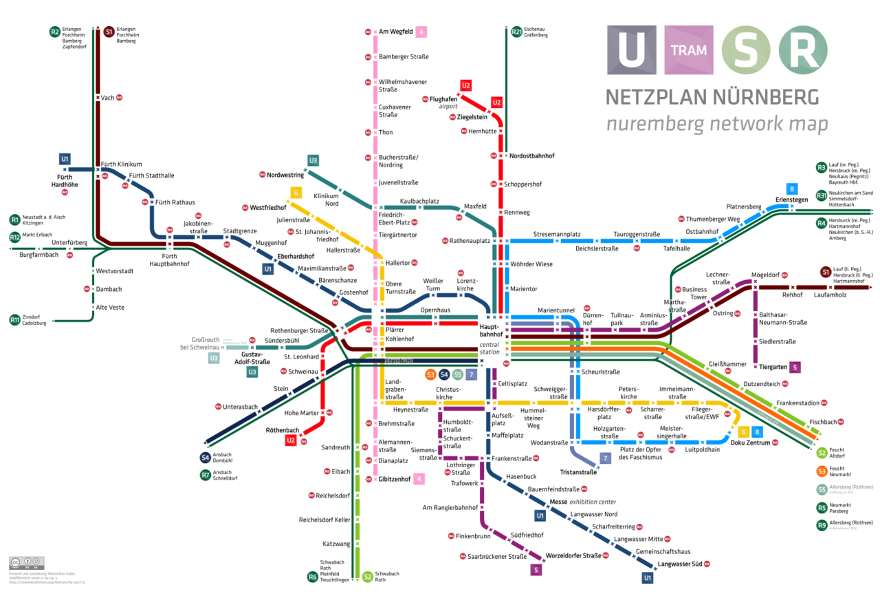 Схема линий Нюрнбергского метрополитена