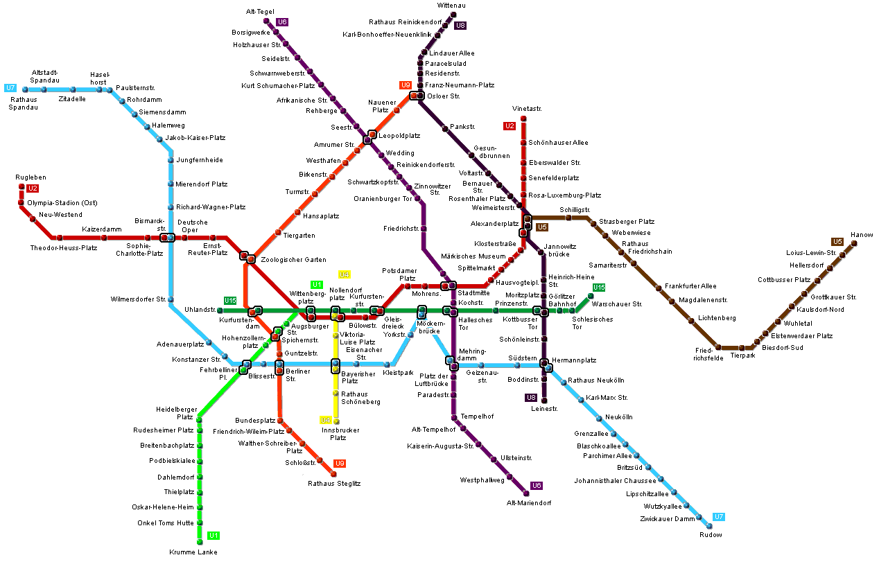 Схема линий Берлинского метро
