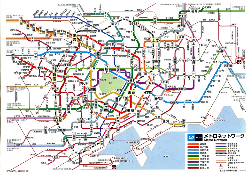 Схема линий Токийского метрополитена